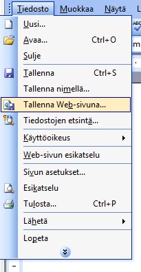 word2003 websivuna tallentaminen