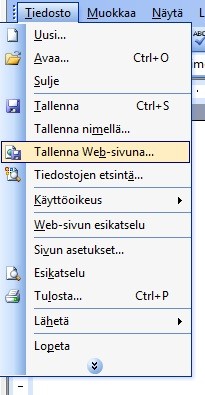 word2003 websivuna tallentaminen